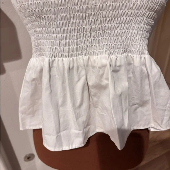 Top Shop White Smocked Ruffle Top— like new- so cute for spring and summer! - Picture 4 of 8